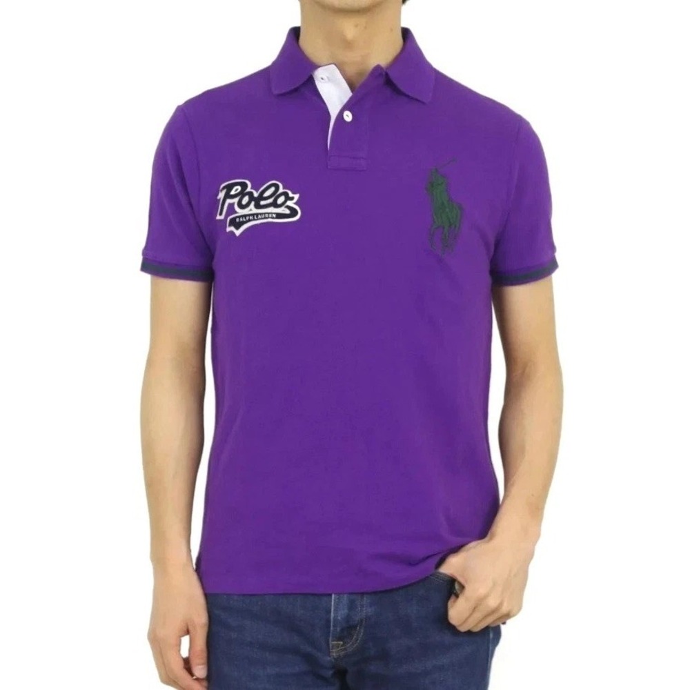 Polo Ralph Lauren Big Pony Rugby Shirt  Men's Medium Patch Logo Purple